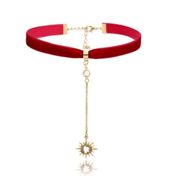 🌟 Lovely velvet lariat starburst sun choker ☀️ - Picture 3 of 8